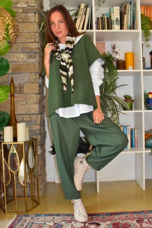 Bengaline Carrot Leg Trouser Heritage Green